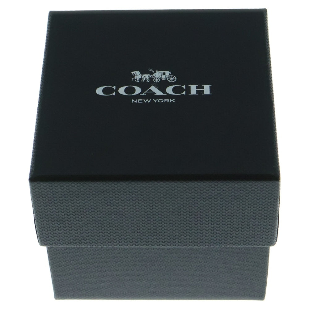 COACH(コーチ) 黒文字盤 クォーツウォッチ レザーベルト 腕時計 ブラック/シルバー