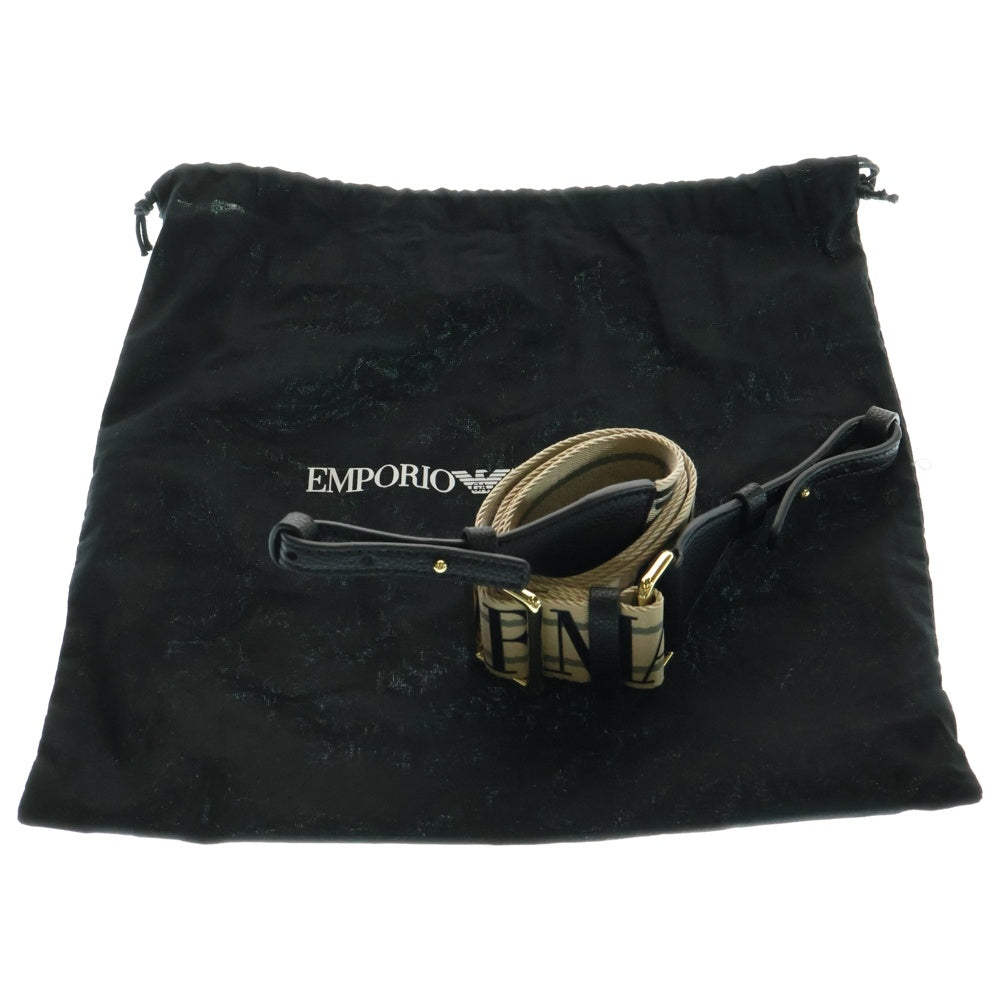 EMPORIO ARMANI(エンポリオアルマーニ) ロゴベルト レザー ミニ 2WAY ハンド ショルダーバッグ ゴールド金具 ブラック EW000382