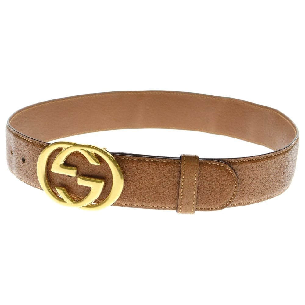 GUCCI(グッチ) インターロッキングG ベルト ブラウン ゴールド金具 レザー 037・01/13・1510