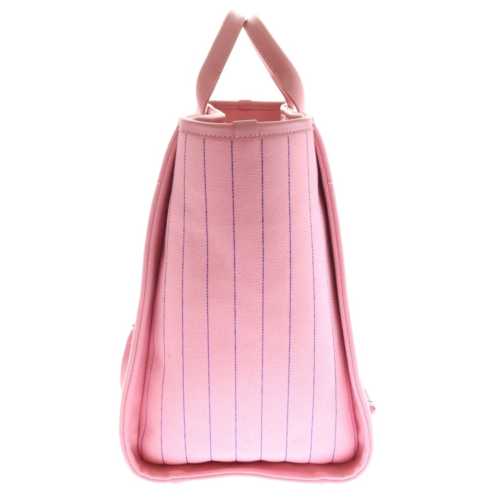 CHANEL(シャネル) ドーヴィルGM ピンク チェーン トートバッグ ハンドバッグ キャンバス×レザー シルバー金具 A66941