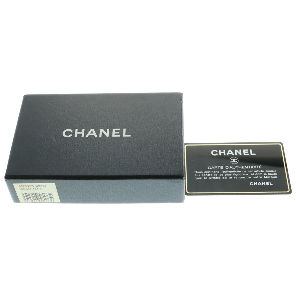 CHANEL(シャネル) カンボンライン キルティング キーケース キーホルダー ブラック×ホワイト ゴールド金具 ラムスキン
