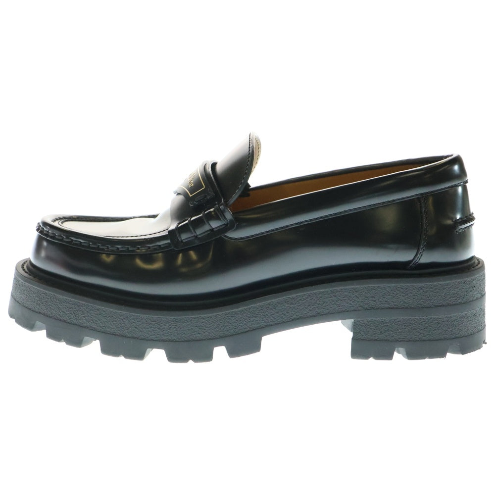 Christian Dior(クリスチャンディオール) ロゴパッチ プラットフォーム 厚底 ローカットシューズ ローファー ブラック レディース KDB862ACA900365