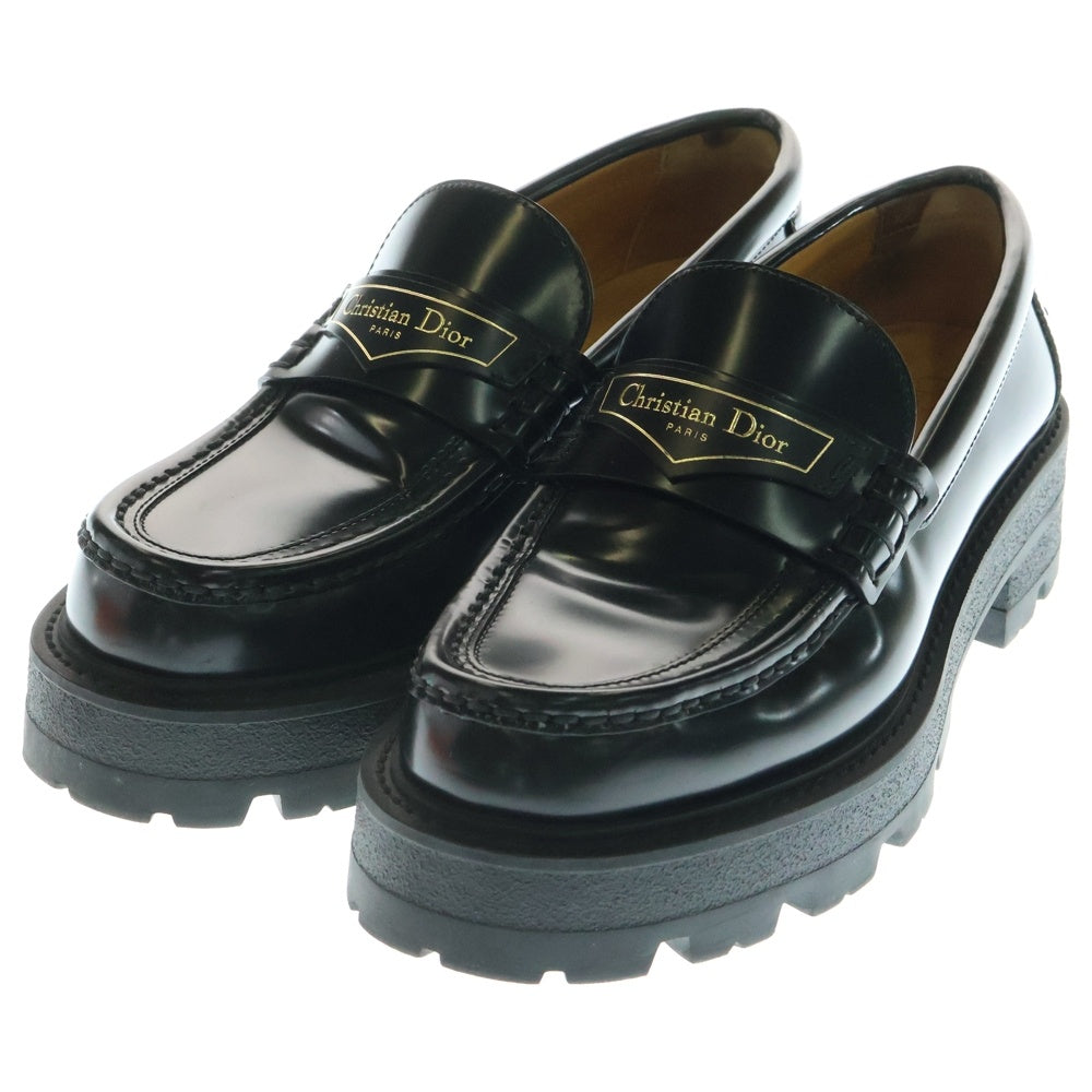Christian Dior(クリスチャンディオール) ロゴパッチ プラットフォーム 厚底 ローカットシューズ ローファー ブラック レディース KDB862ACA900365