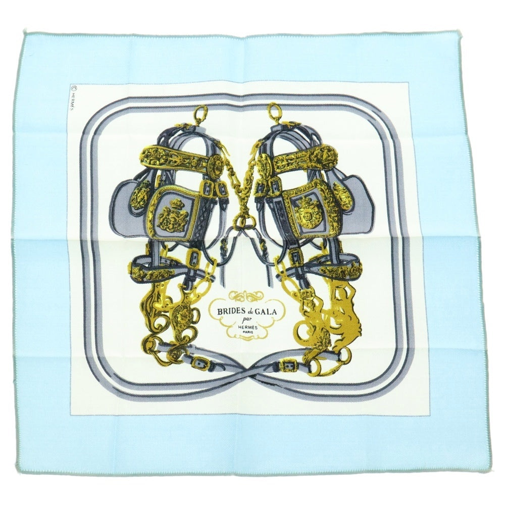 HERMES(エルメス) カレ20 BRIDES de GALA シルクスカーフ ライトブルー