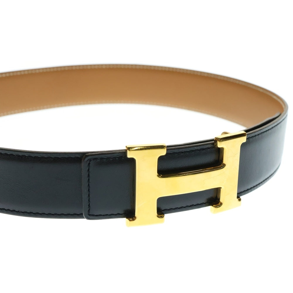 HERMES(エルメス) コンスタンス ベルト ブラック ゴールド金具 ボックスカーフ レザー 〇Z刻印