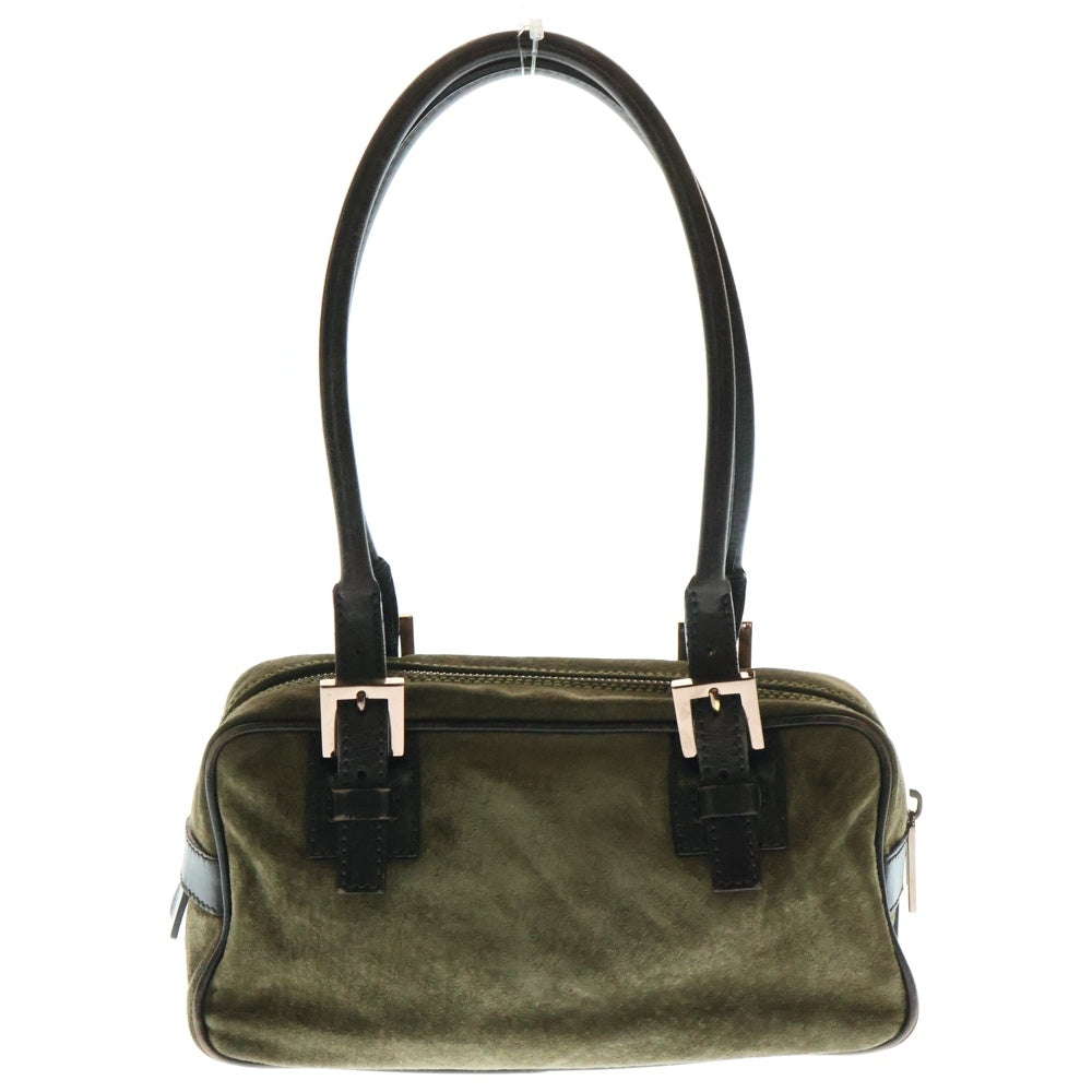 FENDI(フェンディ) スウェード コンビレザー ハンド ミニボストン バッグ ブロンズ金具 カーキ/ブラウン