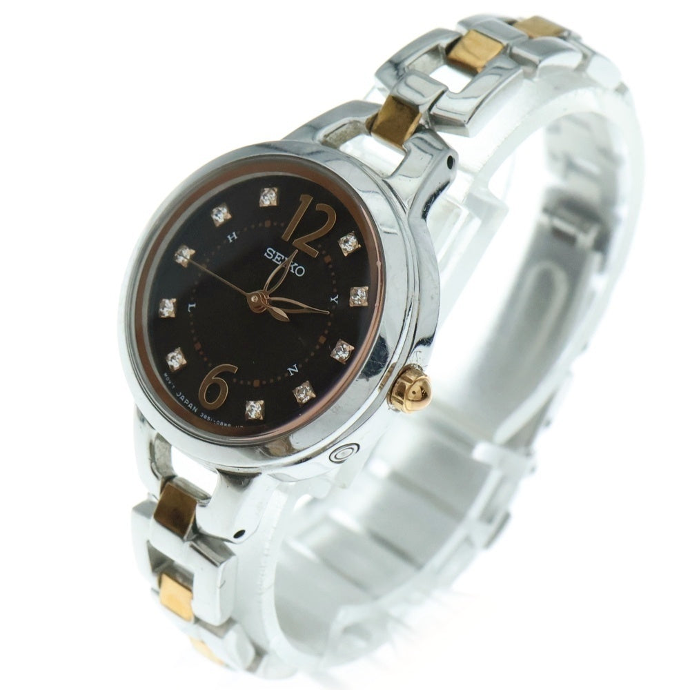 SEIKO(セイコー) ブラウン文字盤 ソーラー電波 ウォッチ 腕時計 シルバー 3B51-0AR0