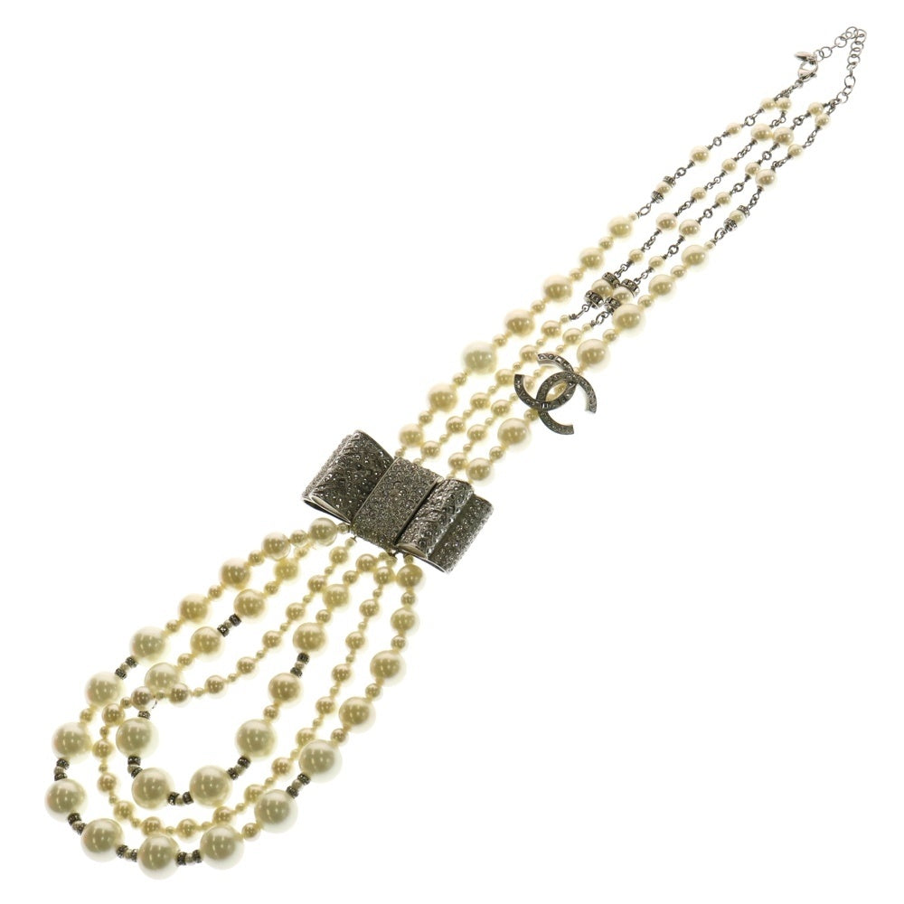 CHANEL(シャネル) ココマーク フェイクパール ネックレス ペンダント シルバー金具 13B