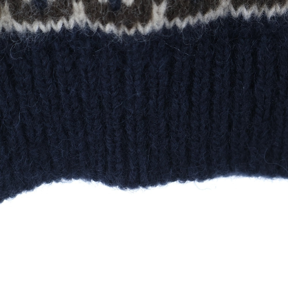 BATONER(バトナ―) 21AW MOHAIR NORDIC CREW NECK CARDIGAN ノルディック総柄 モヘヤ アルパカ混 ウール クルーネック ニット カーディガン ネイビー レディース BN-21FL-052