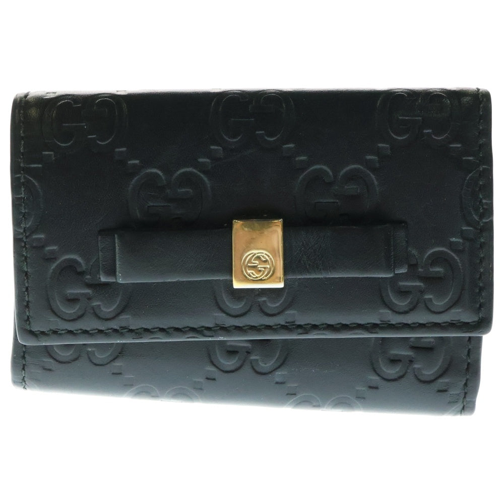 GUCCI(グッチ) グッチシマ キーケース レザー ブラック 〇 レディース
