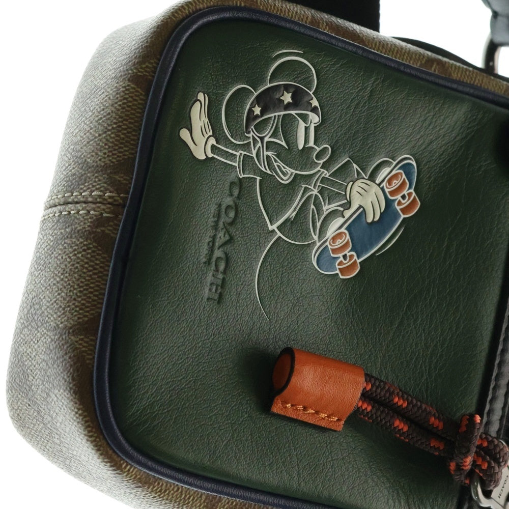 COACH(コーチ) ×Disney ディズニー ミッキープリント ショルダーバッグ ポーチ グリーン ブラウン C0821