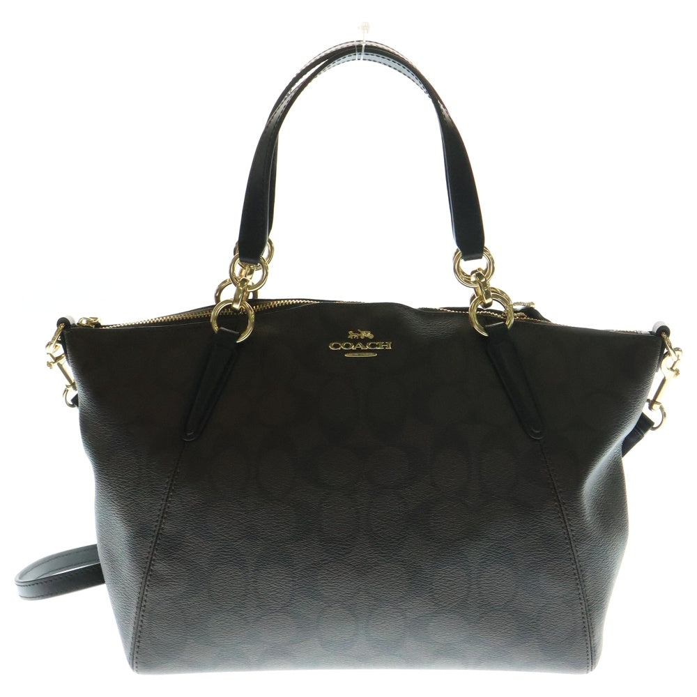 COACH(コーチ) ケルシー シグニチャー ロゴプレート 2WAY ハンド ショルダーバッグ ゴールド金具 ブラウン F28989
