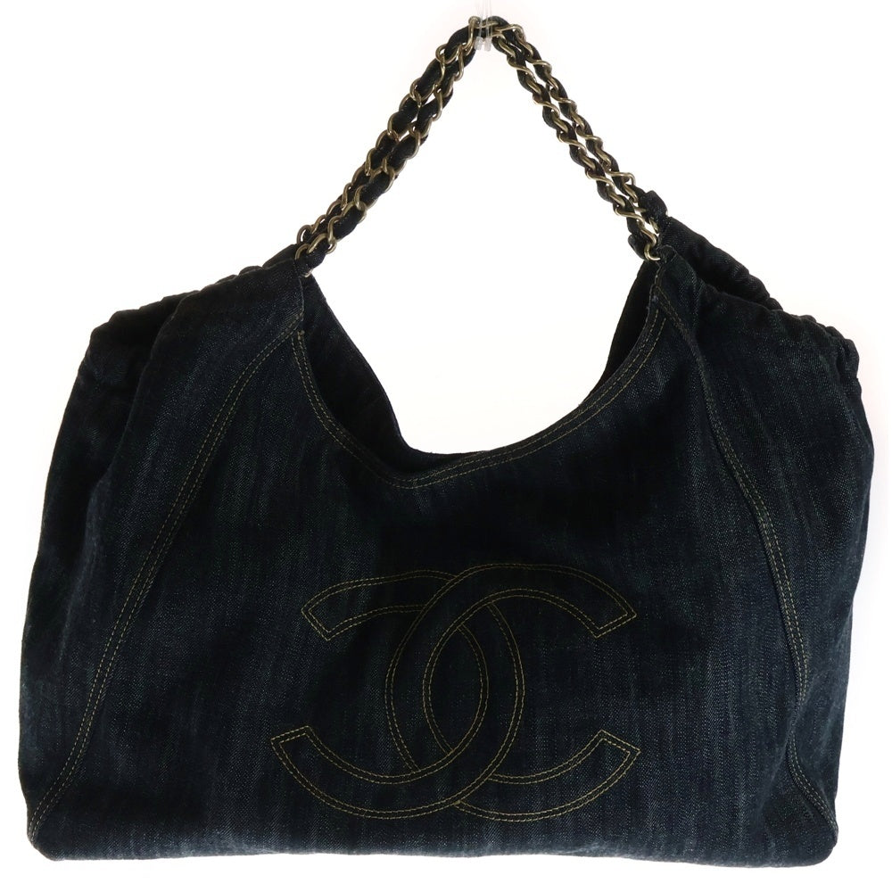 CHANEL(シャネル) ココカバスPM ココマーク デニム チェーンハンドル ショルダー トートバッグ ゴールド金具 インディゴ 11番台
