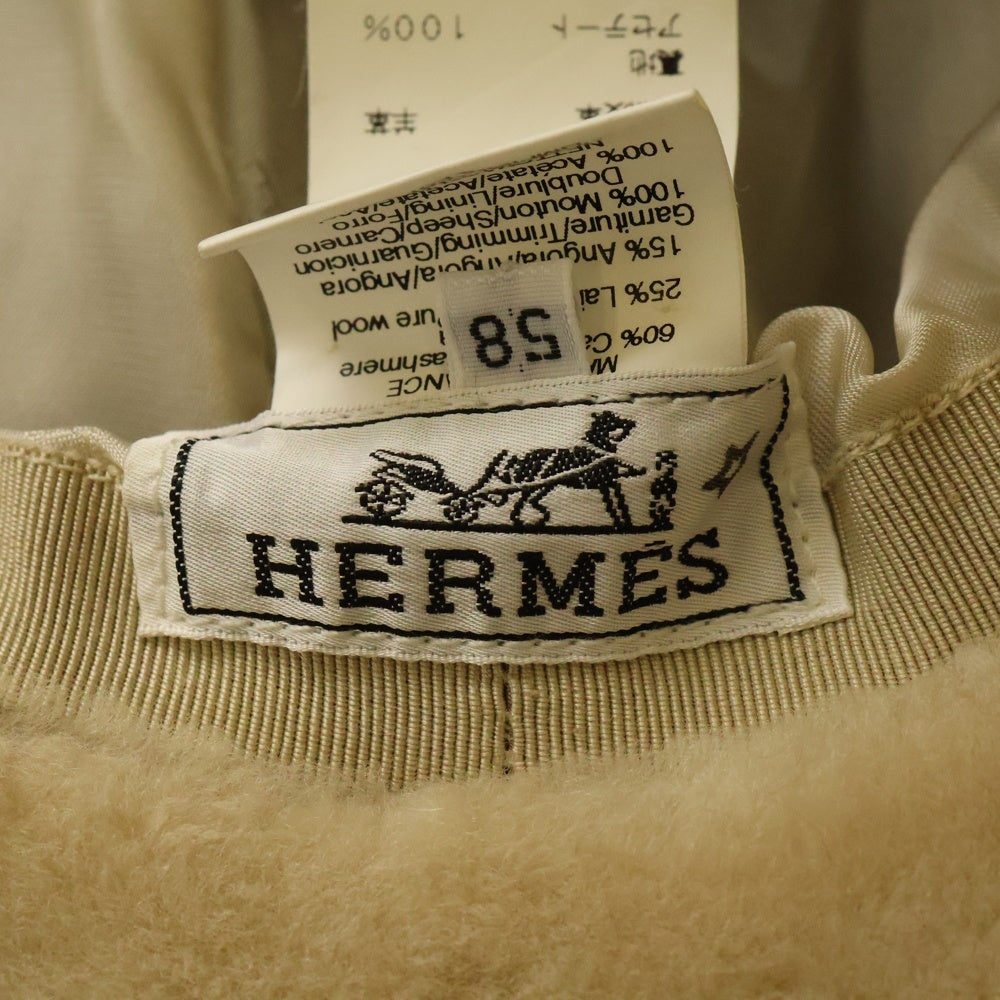 HERMES(エルメス) バケットハット ブラウン×ベージュ カシミヤ×ウール×アンゴラ #58 帽子 レディース
