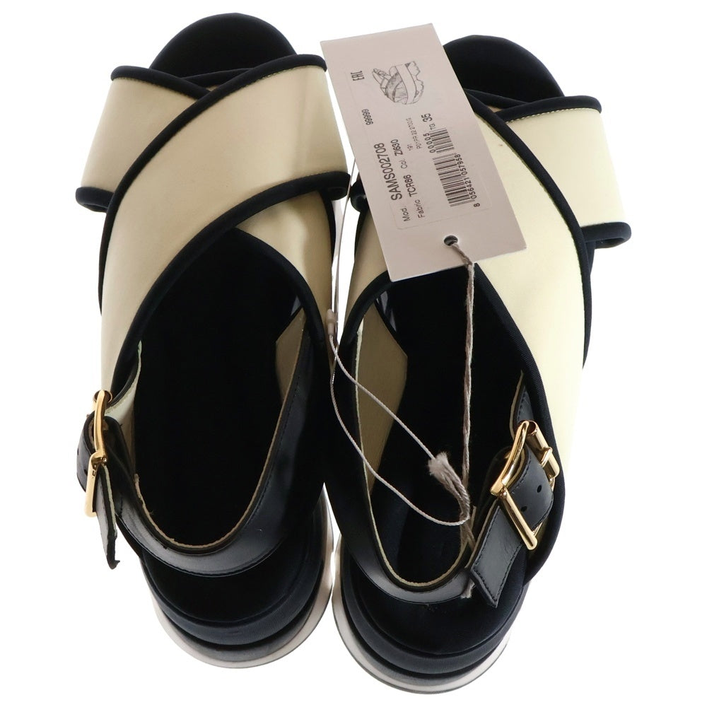 MARNI(マルニ) テクノファブリック ウェッジソール プラットフォーム 厚底 ストラップ サンダル シューズ ホワイト/ブラック レディース SAMS002708