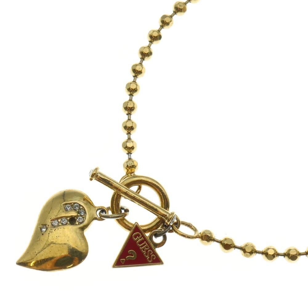GUESS(ゲス) ハート ロゴ ボールチェーン ネックレス ゴールド