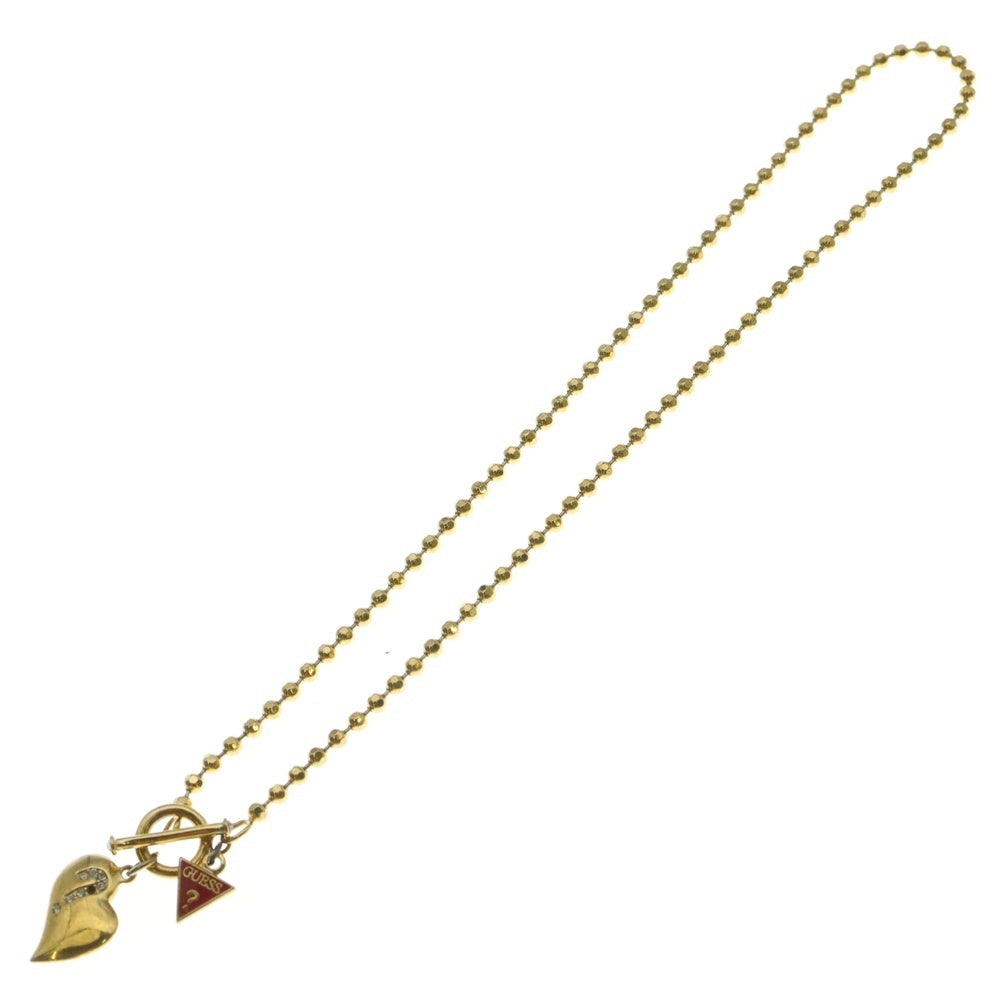 GUESS(ゲス) ハート ロゴ ボールチェーン ネックレス ゴールド