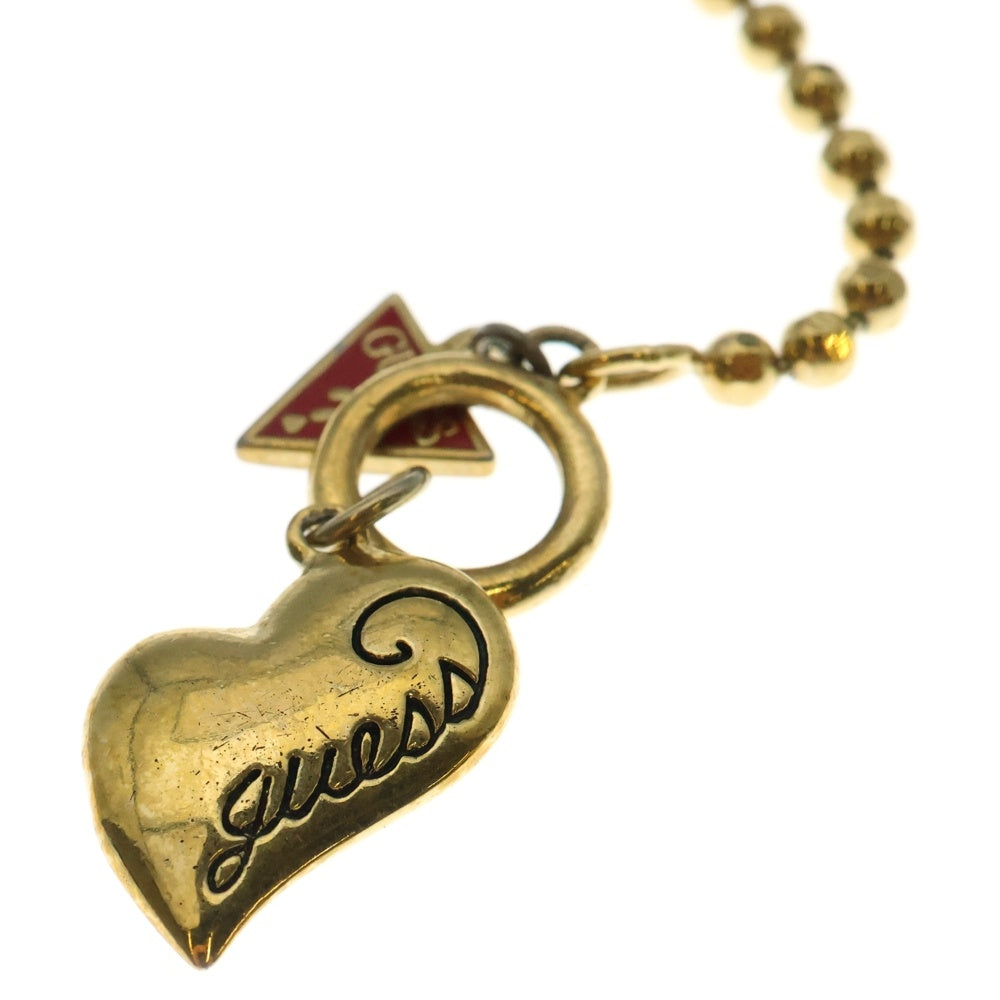 GUESS(ゲス) ハート ロゴ ボールチェーン ネックレス ゴールド