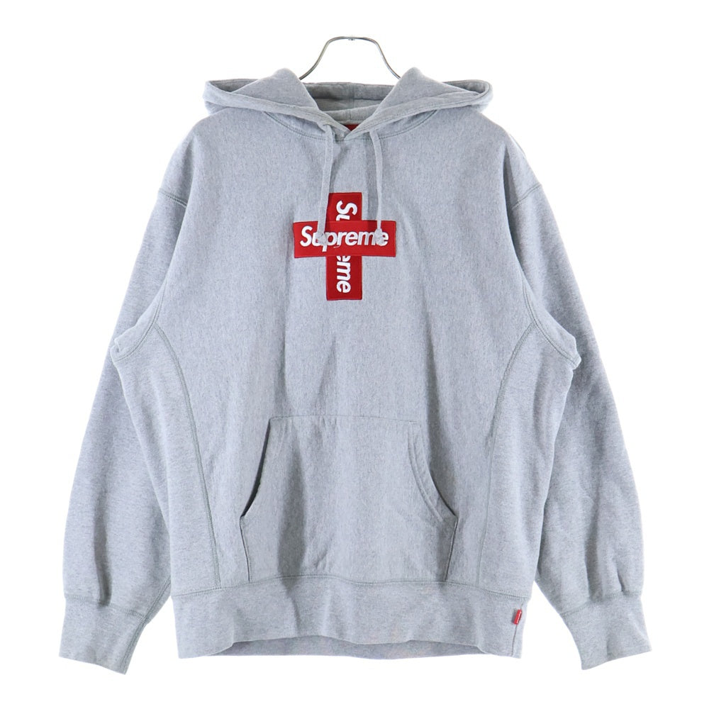 SUPREME(シュプリーム) 20AW Cross Box Logo Hooded Sweatshirt クロス ボックスロゴ刺繍 プルオーバースウェットパーカー フーディー グレー