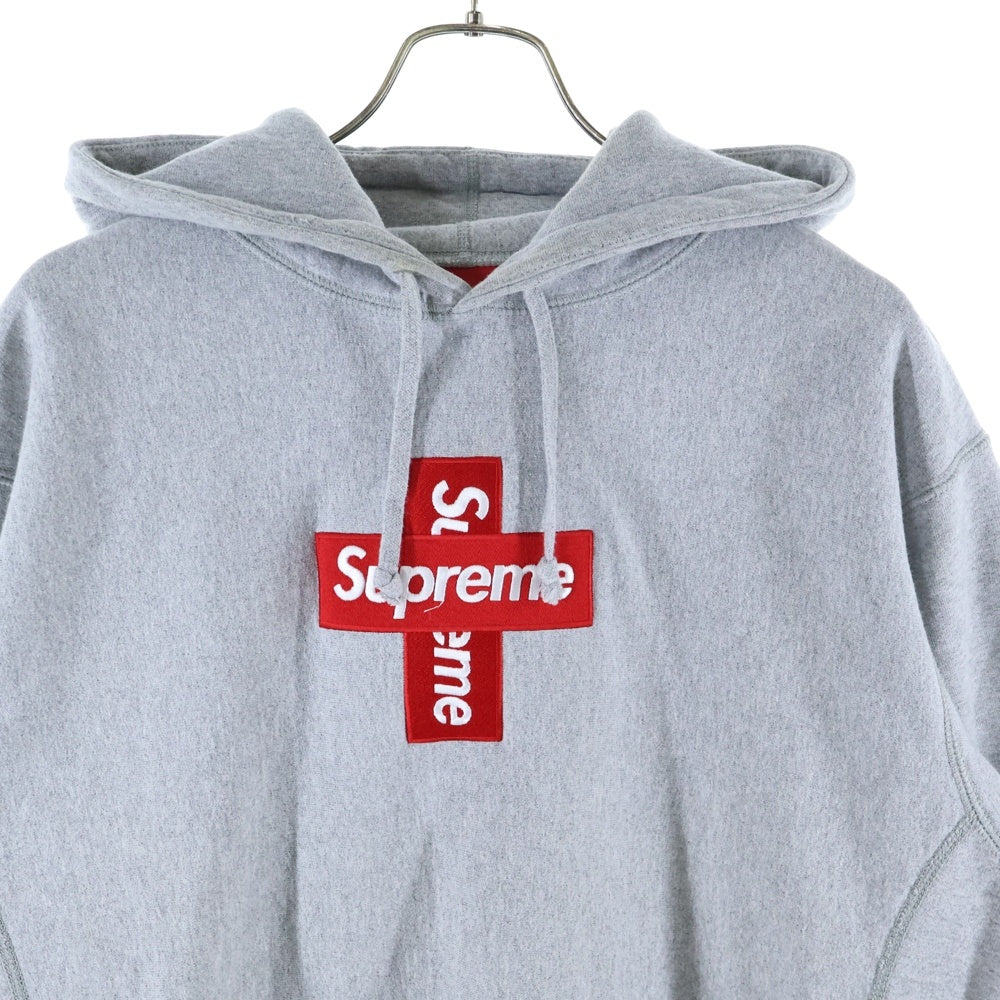 SUPREME(シュプリーム) 20AW Cross Box Logo Hooded Sweatshirt クロス ボックスロゴ刺繍 プルオーバースウェットパーカー フーディー グレー