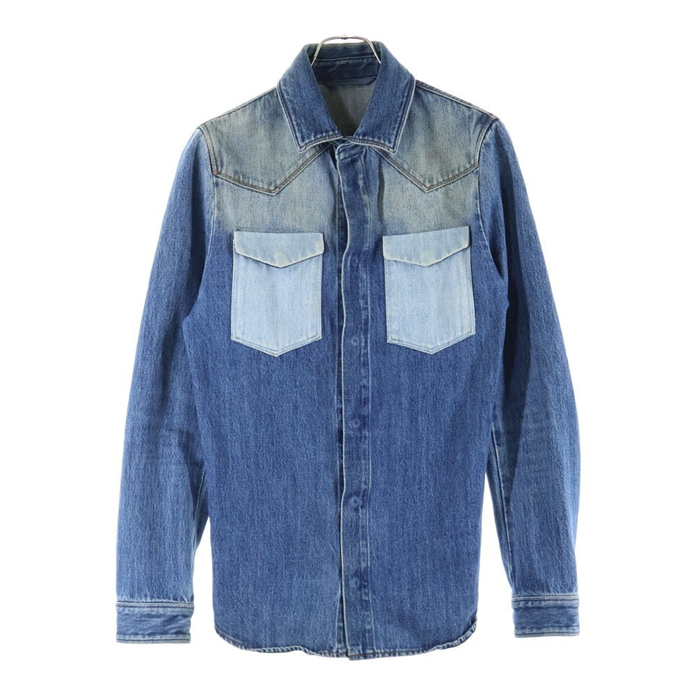 VALENTINO(ヴァレンティノ) ユーズド加工 ポケットデザイン ウエスタン スナップボタン デニム シャツ ジャケット インディゴ KV0DCF2531N