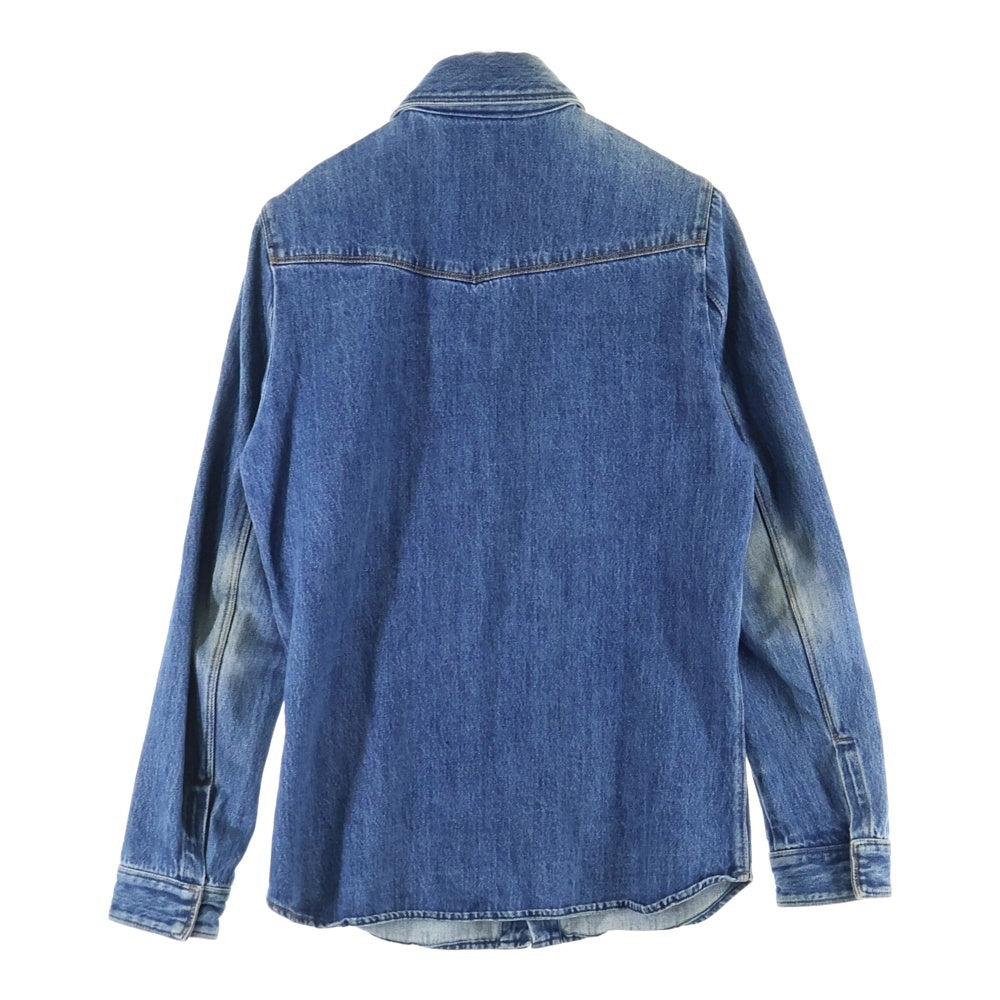 VALENTINO(ヴァレンティノ) ユーズド加工 ポケットデザイン ウエスタン スナップボタン デニム シャツ ジャケット インディゴ KV0DCF2531N