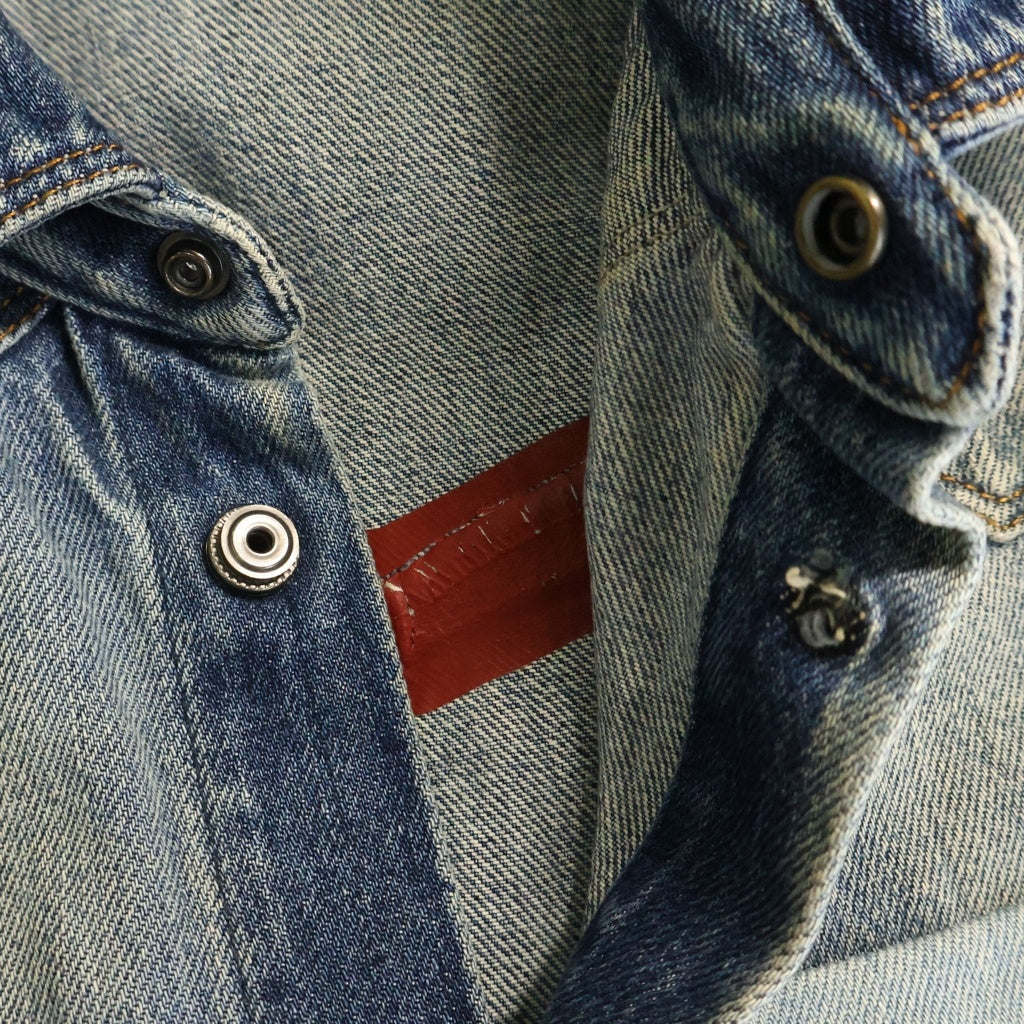VALENTINO(ヴァレンティノ) ユーズド加工 ポケットデザイン ウエスタン スナップボタン デニム シャツ ジャケット インディゴ KV0DCF2531N レディース