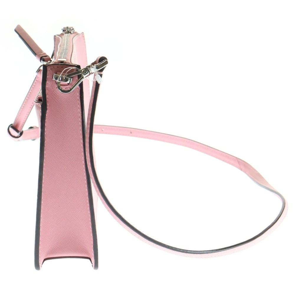 Kate Spade(ケイトスペード) ロゴプレート レザー ショルダーバッグ シルバー金具 ピンク