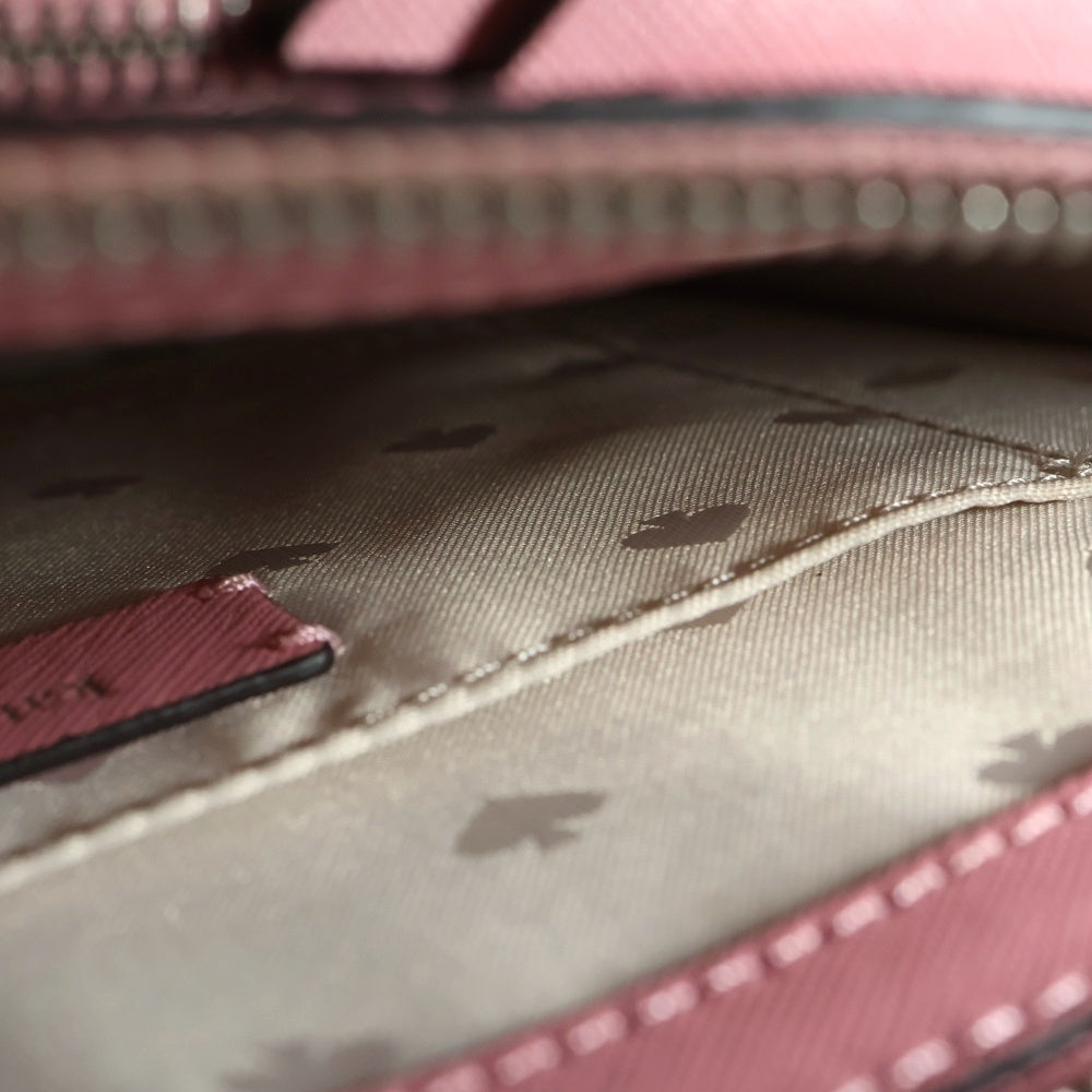 Kate Spade(ケイトスペード) ロゴプレート レザー ショルダーバッグ シルバー金具 ピンク