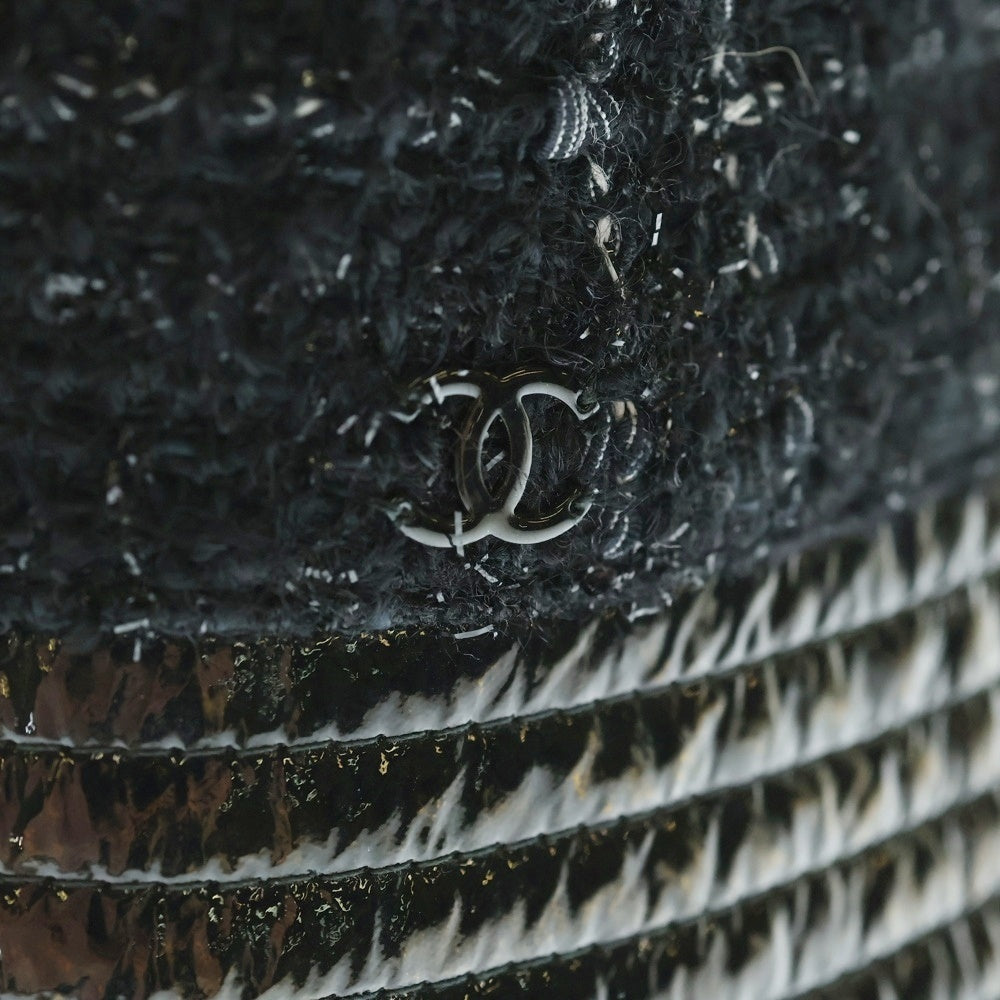 CHANEL(シャネル) ココマーク パテント切替ツイードバスケットハット 帽子 ブラック レディース