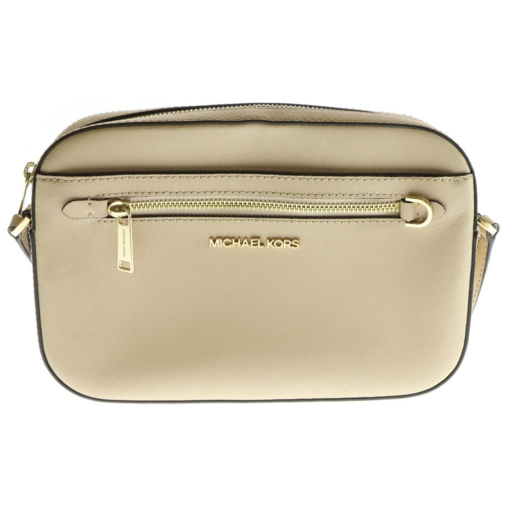 MICHAEL KORS(マイケルコース) ロゴプレート PVC ショルダーバッグ ゴールド金具 ベージュ
