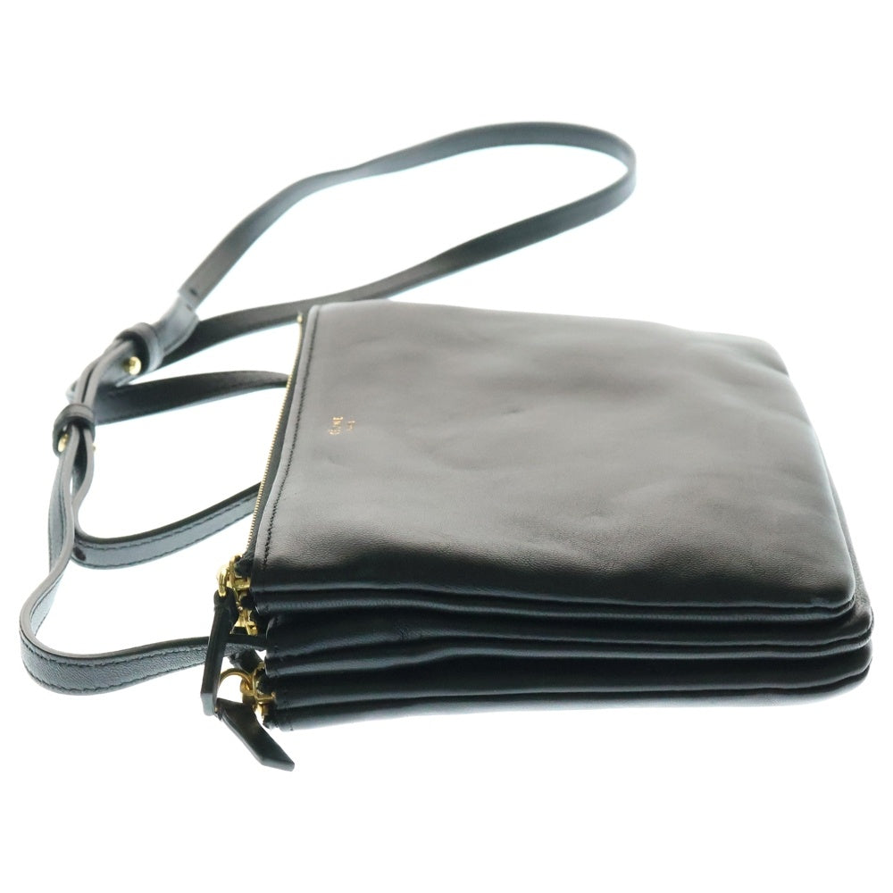 CELINE(セリーヌ) トリオ スモール ショルダーバッグ ミニバッグ ブラック ゴールド金具 レザー