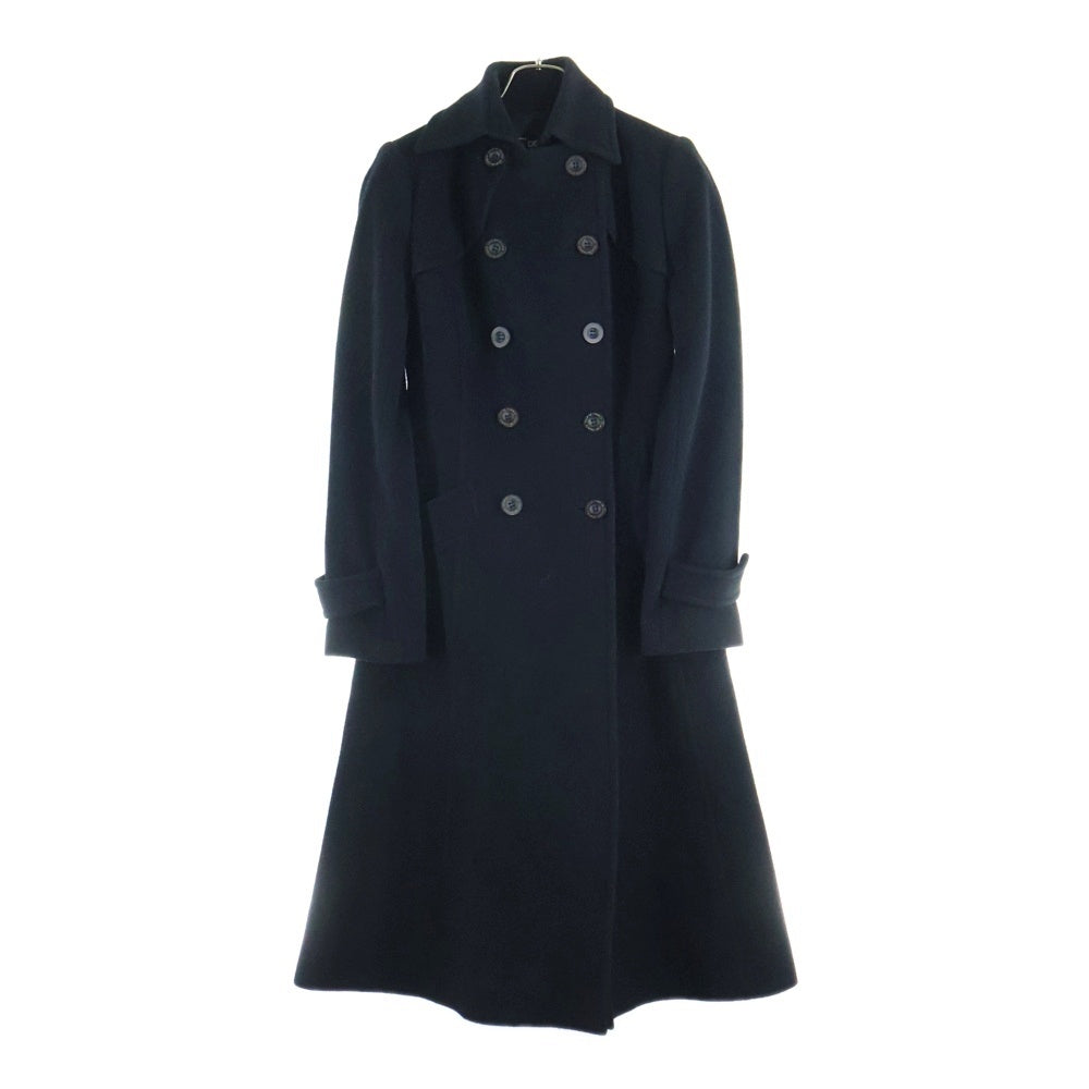 NO BRAND(ノーブランド) メルトンウール トレンチ ロングコート ブラック レディース