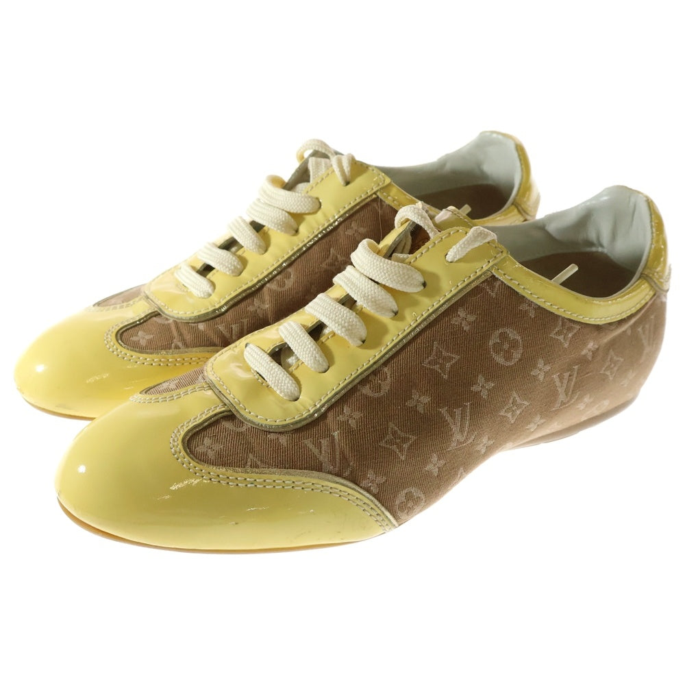 LOUIS VUITTON(ルイヴィトン) パテントレザー キャンバス モノグラム ローカットシューズ スニーカー イエロー/ベージュ レディース