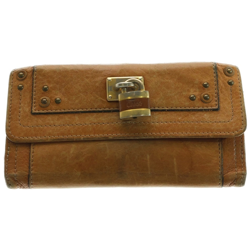 Chloe(クロエ) パディントン パドロック カナデ レザー ロングウォレット 長財布 ゴールド金具 ブラウン