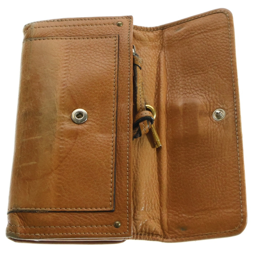 Chloe(クロエ) パディントン パドロック カナデ レザー ロングウォレット 長財布 ゴールド金具 ブラウン