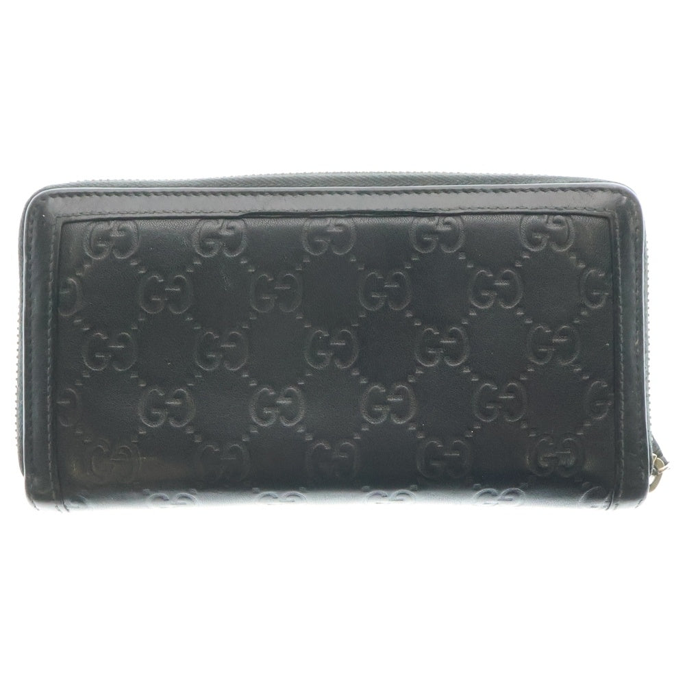 GUCCI(グッチ) インターロッキングG グッチシマ ラウンドファスナー長財布 ロングウォレット カードケース ブラック レザー 308012