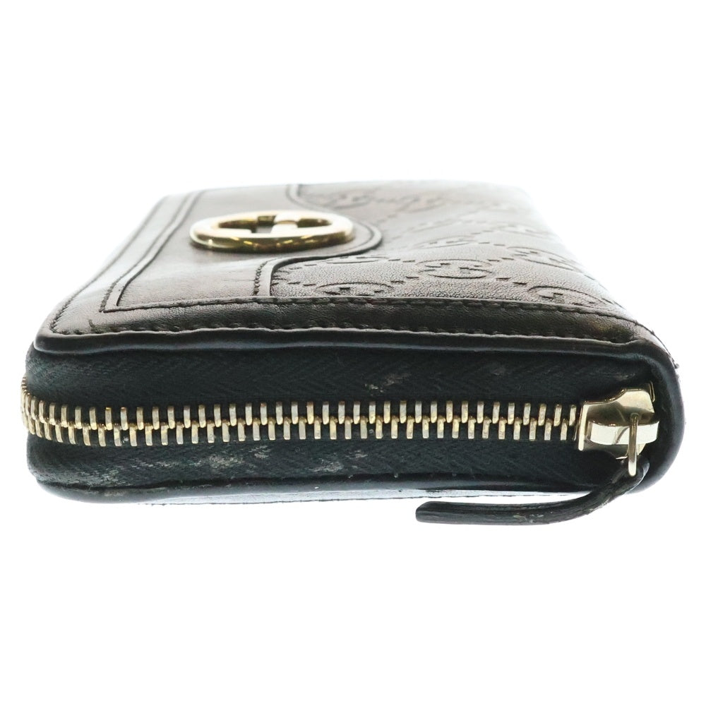 GUCCI(グッチ) インターロッキングG グッチシマ ラウンドファスナー長財布 ロングウォレット カードケース ブラック レザー 308012