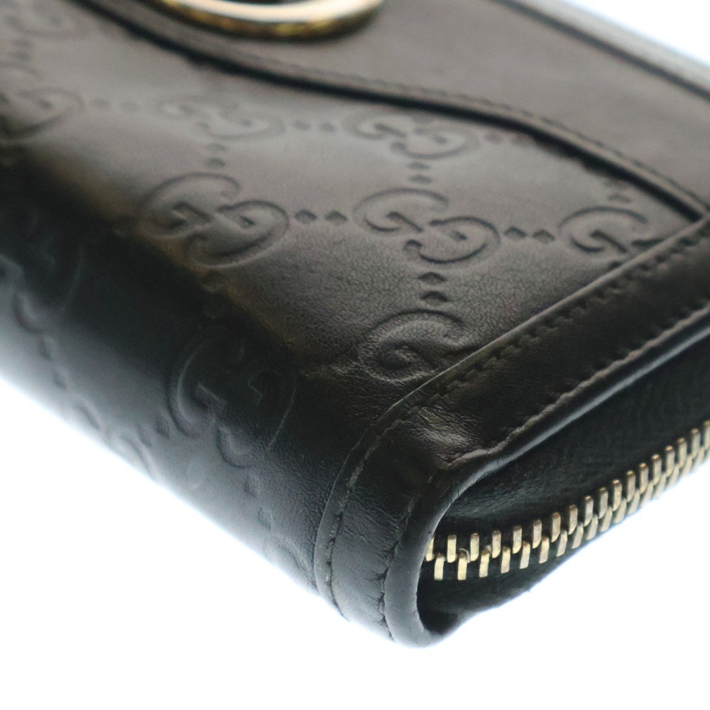 GUCCI(グッチ) インターロッキングG グッチシマ ラウンドファスナー長財布 ロングウォレット カードケース ブラック レザー 308012
