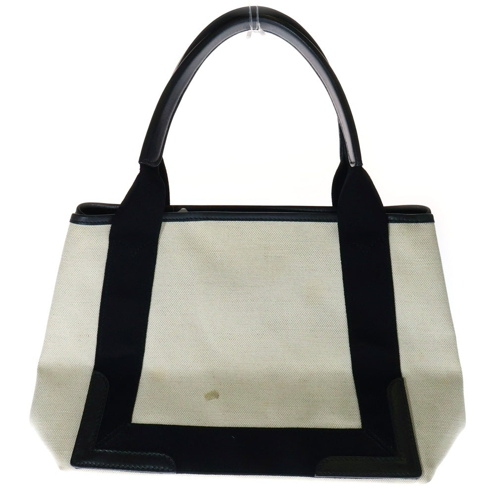 BALENCIAGA(バレンシアガ) ネイビーカバス ハンドバッグ ミニトートバッグ アイボリー×ブラック キャンバス×レザー 339933