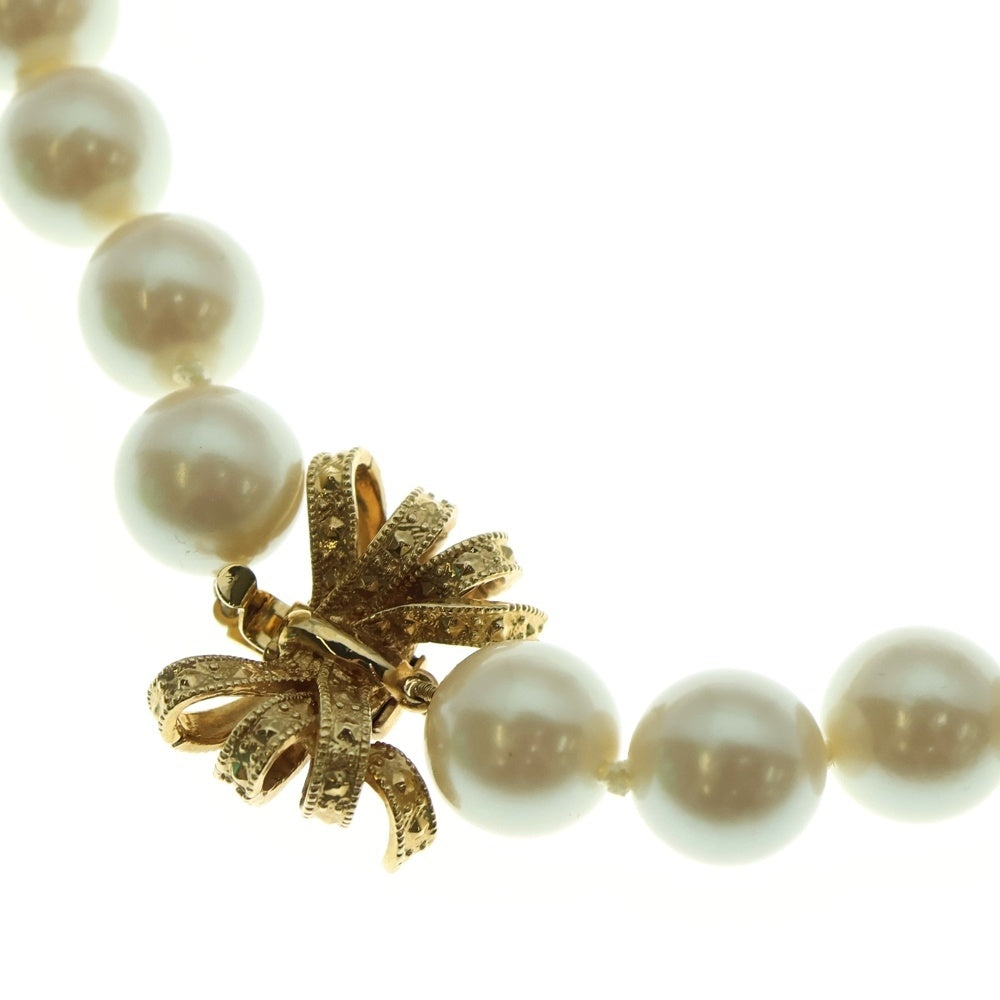 Kate Spade(ケイトスペード) フェイクパール リボンモチーフ ロング ネックレス ゴールド金具 ホワイト レディース