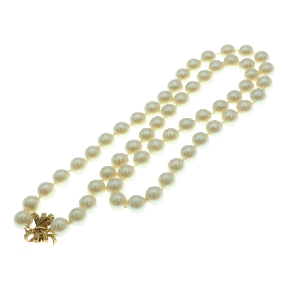 Kate Spade(ケイトスペード) フェイクパール リボンモチーフ ロング ネックレス ゴールド金具 ホワイト レディース