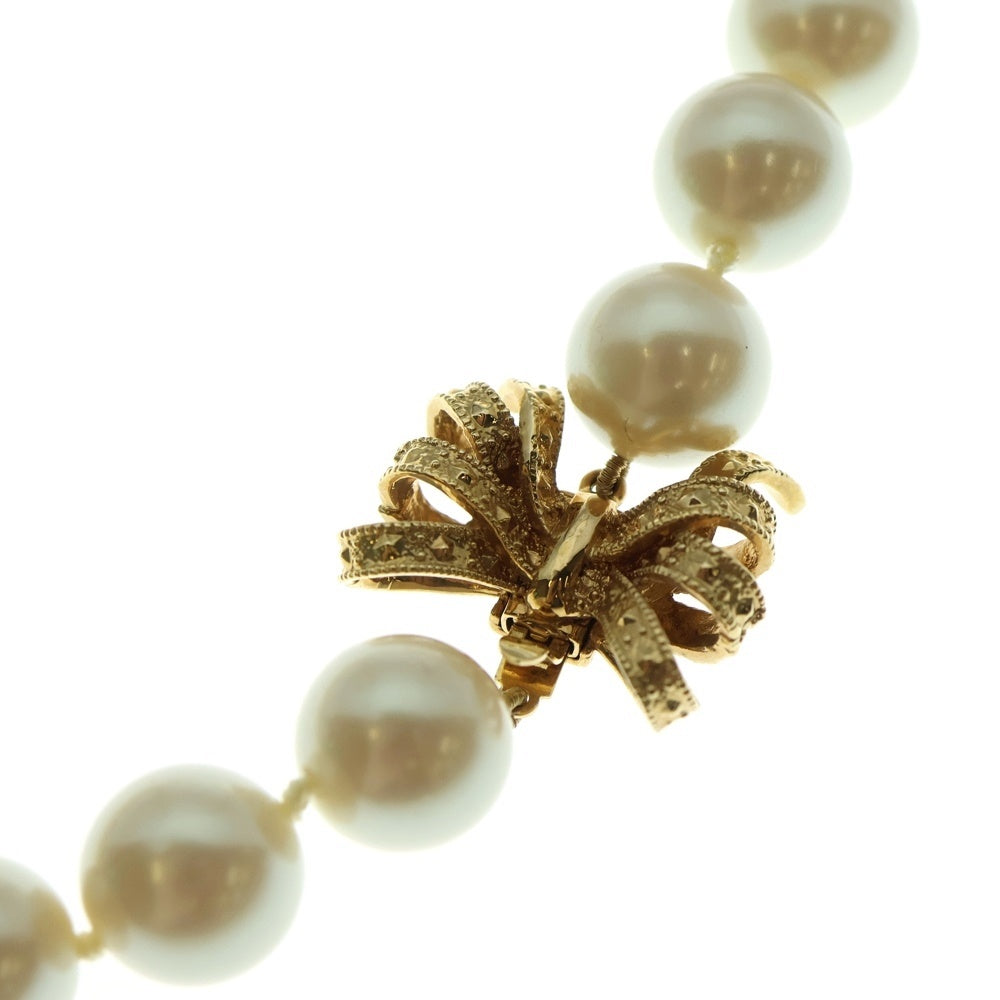 Kate Spade(ケイトスペード) フェイクパール リボンモチーフ ロング ネックレス ゴールド金具 ホワイト レディース