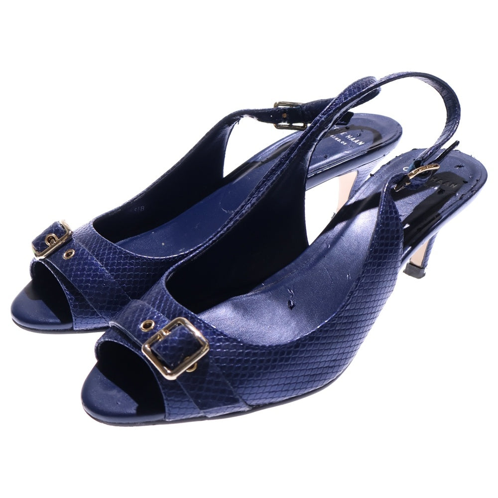 COLE HAAN(コール ハーン) ヒールパンプス ストラップ ネイビー ブルー レザー #51/2 レディース