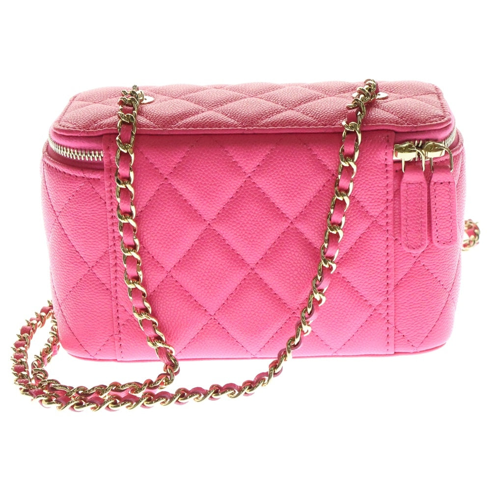 CHANEL(シャネル) ココマーク キャビアスキン ランダム バニティ チェーンショルダーバッグ ピンク レディース