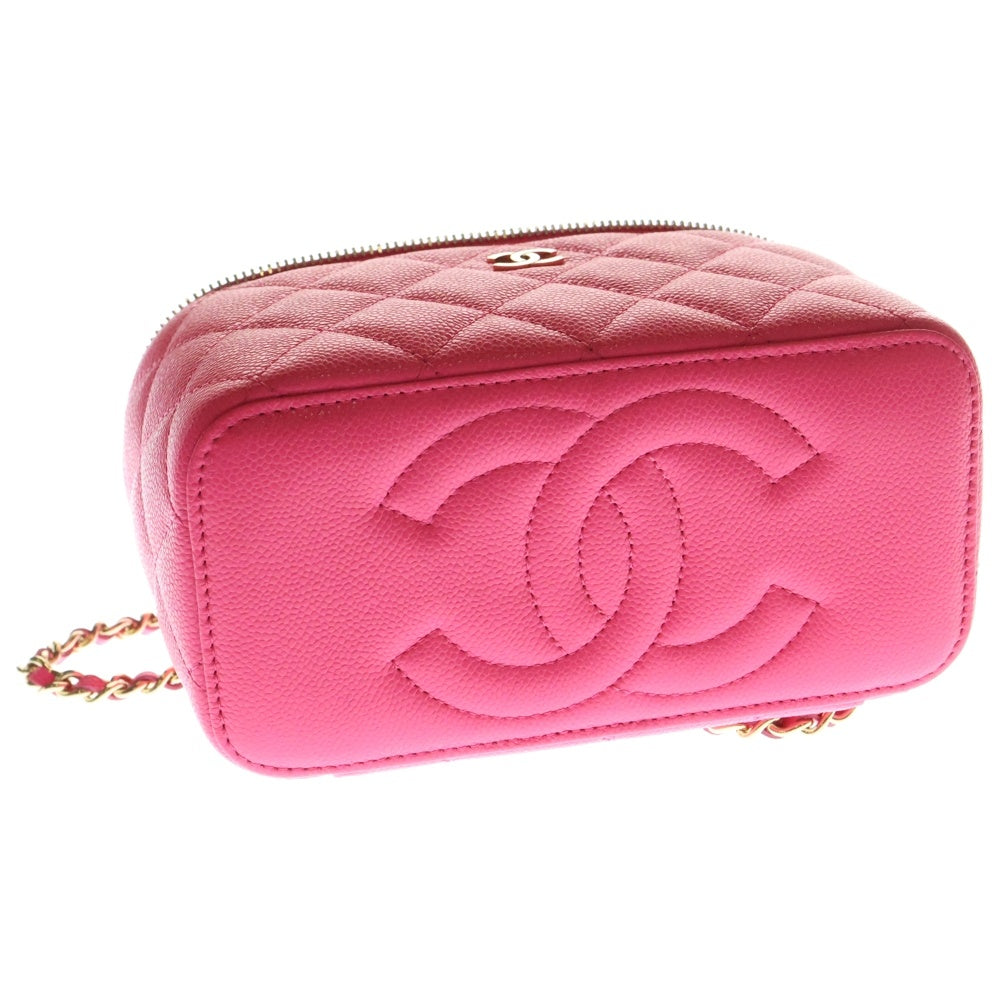CHANEL(シャネル) ココマーク キャビアスキン ランダム バニティ チェーンショルダーバッグ ピンク レディース
