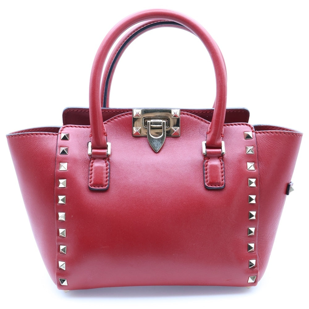 VALENTINO GARAVANI(ヴァレンチノガラヴァーニ) ロックスタッズ レザー2WAYハンドバッグ ショルダーバッグ レッド