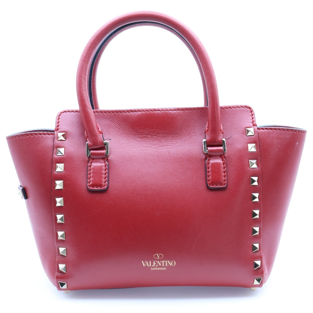 VALENTINO GARAVANI(ヴァレンチノガラヴァーニ) ロックスタッズ レザー2WAYハンドバッグ ショルダーバッグ レッド