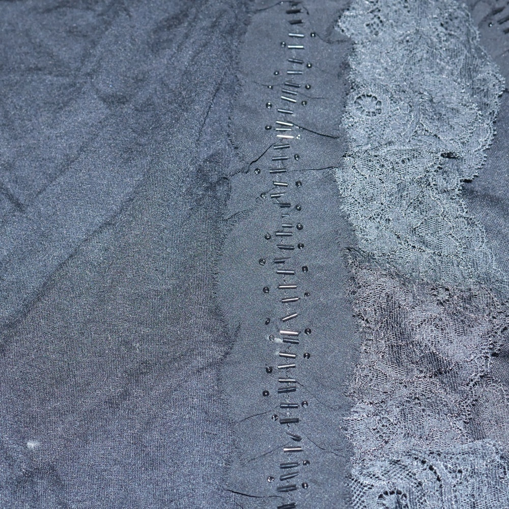 GRACE CONTINENTAL(グレースコンチネンタル) ビーズ装飾シアーフリンジ付ストール ブラック レディース