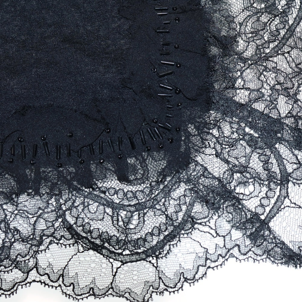 GRACE CONTINENTAL(グレースコンチネンタル) ビーズ装飾シアーフリンジ付ストール ブラック レディース